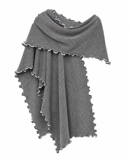 Ruffle Stripe Shawl - Black