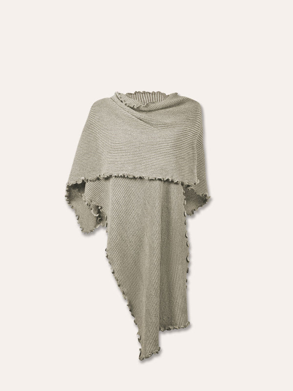 Ruffle Stripe Shawl - Sand — sand baby alpaca by Peruvian Link