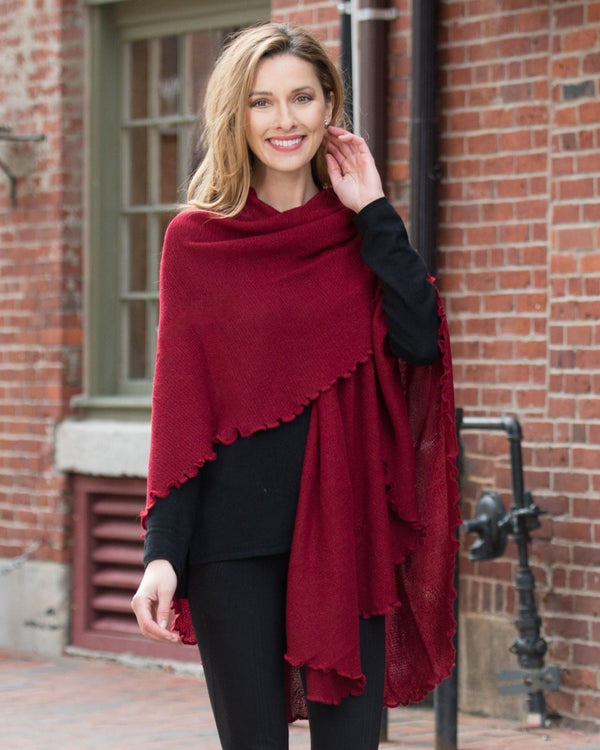 Ruffle Cape — Burgundy — burgundy baby alpaca by Peruvian Link