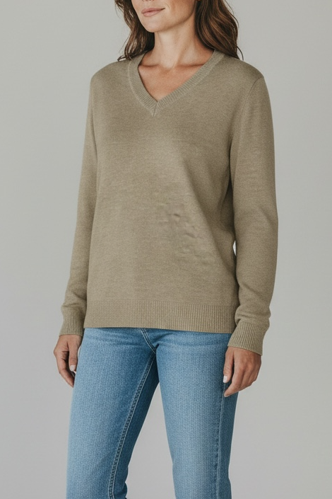 Catamaran V Neck — Sand — sand baby alpaca by Peruvian Link