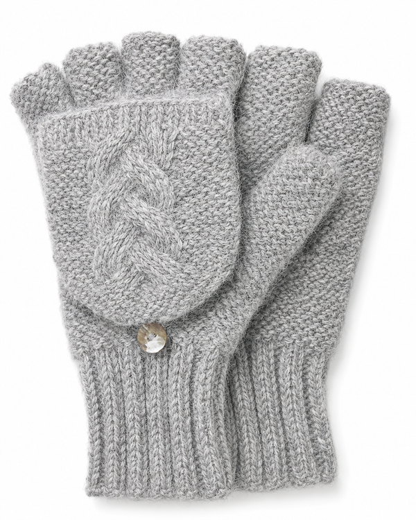 Cable Glittens — Silver — silver alpaca by Peruvian Link