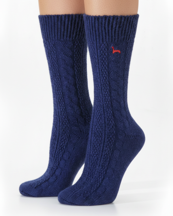 Cable Dress Sock — Navy — navy baby alpaca by Peruvian Link