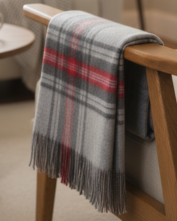 Tartan Plaid Throw - Heather — heather baby alpaca by Peruvian Link