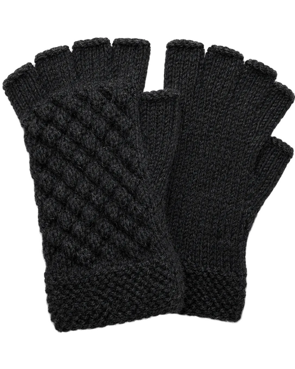 Text Fingerless — Black — black alpaca by Peruvian Link