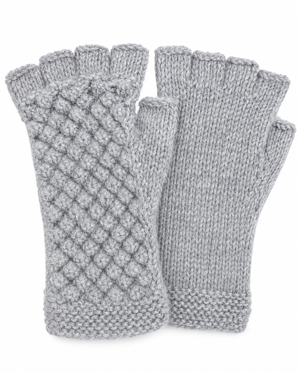 Text Fingerless — Silver — silver alpaca by Peruvian Link