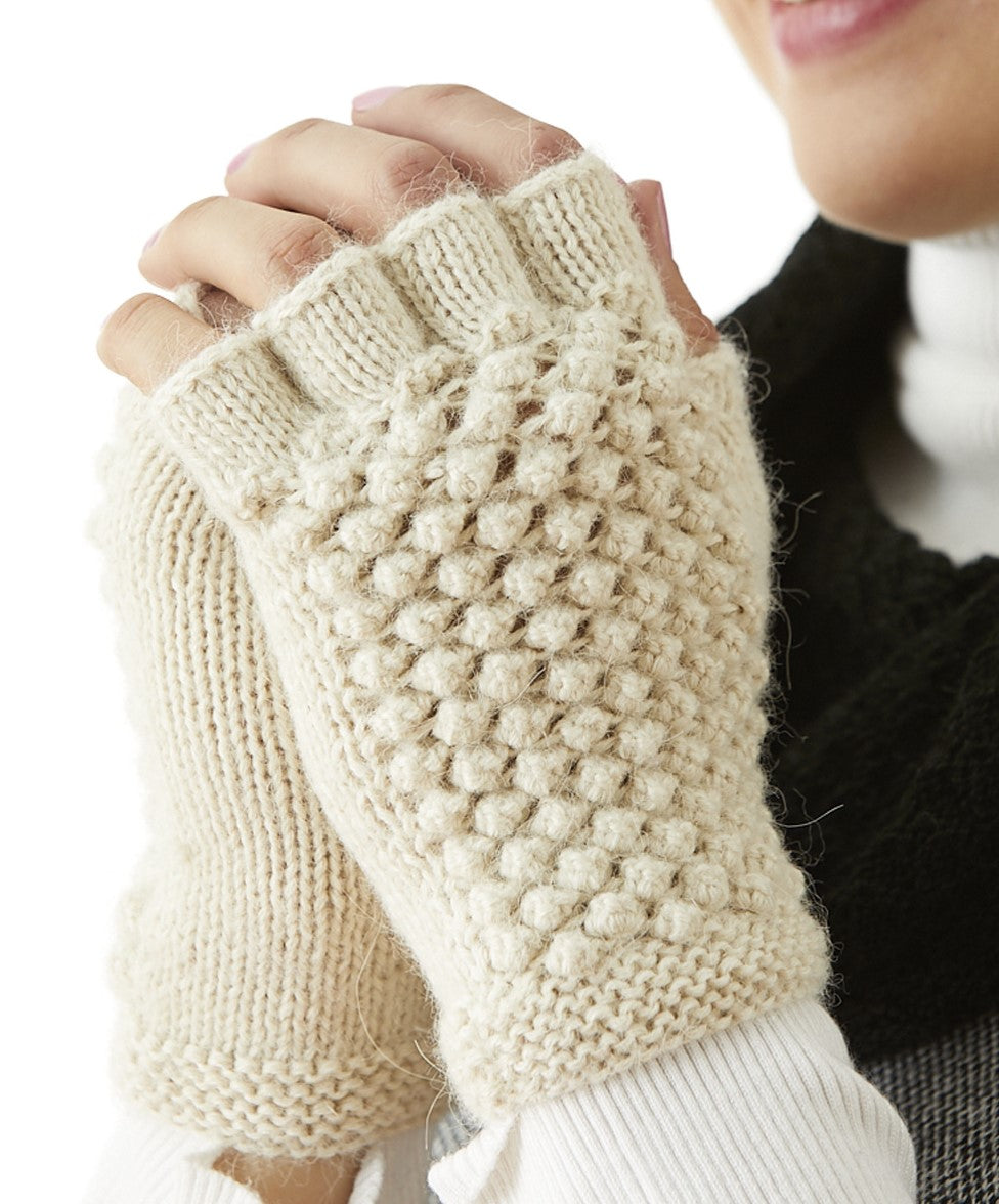 Textured Fingerless Alpaca Gloves