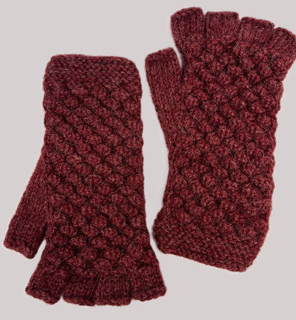 Textured Fingerless Alpaca Gloves