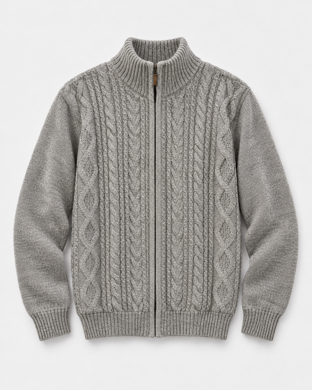 silver cable knit alpaca sweater
