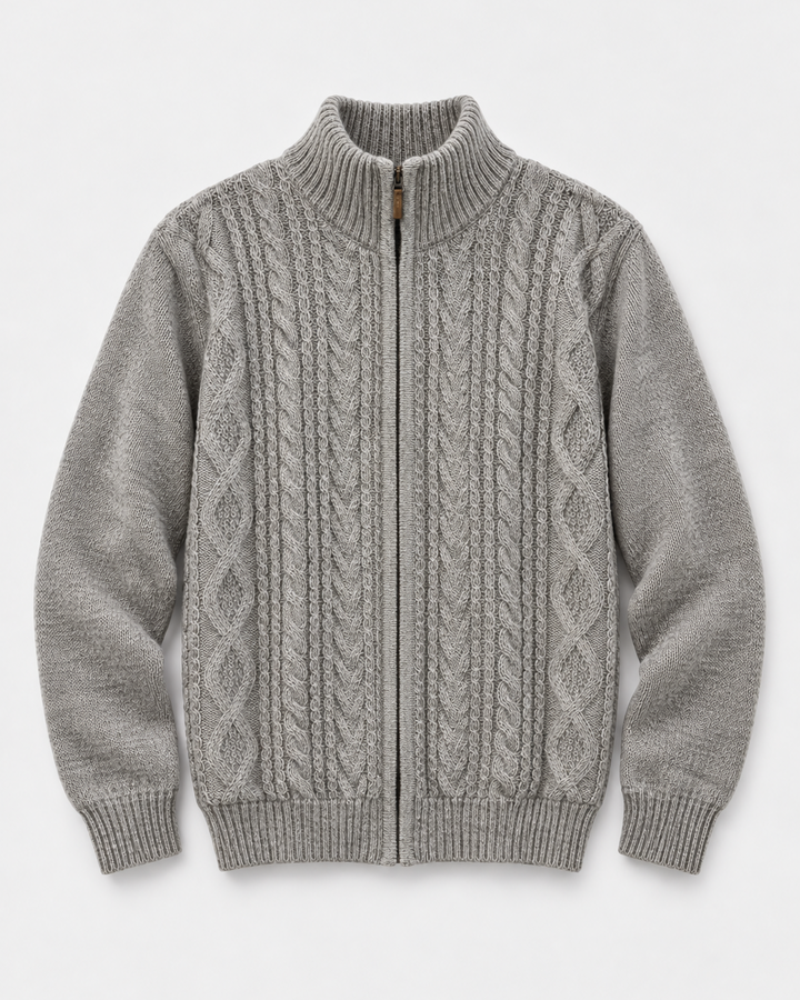 silver cable knit alpaca sweater