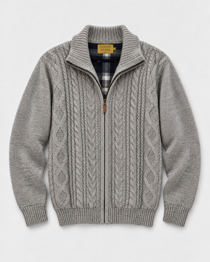 Cable knit fleece alpaca sweater