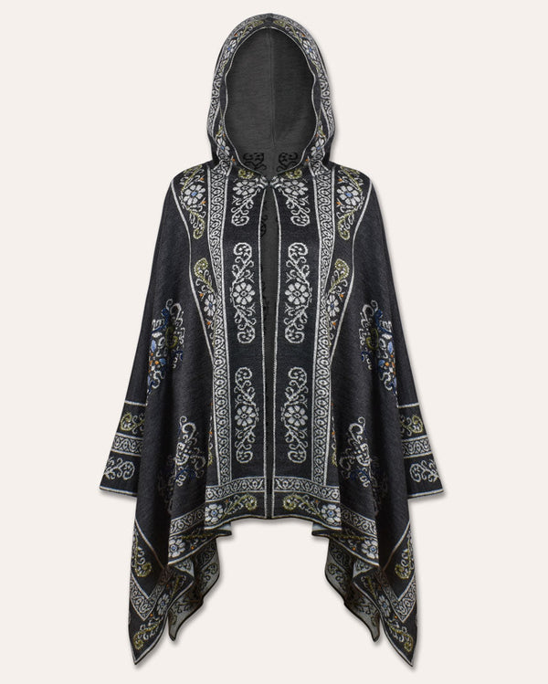Treasure Hooded Cape — Black — black alpaca by Peruvian Link