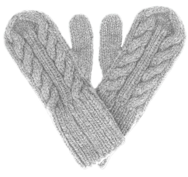 Trenza Mittens — Silver — silver alpaca by Peruvian Link