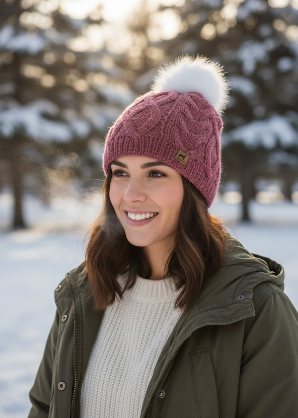 Pom Cable Hat — Charcoal — charcoal alpaca by Peruvian Link