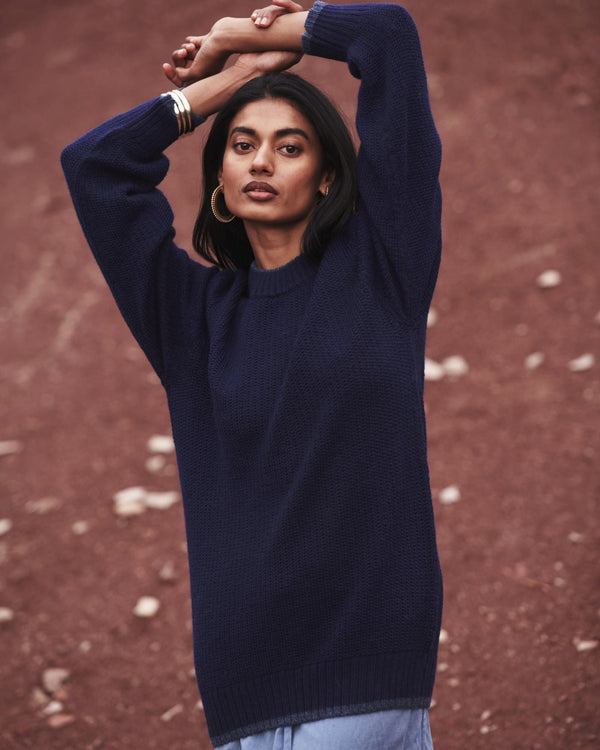 Sebago Sweater — Navy — navy alpaca by Peruvian Link
