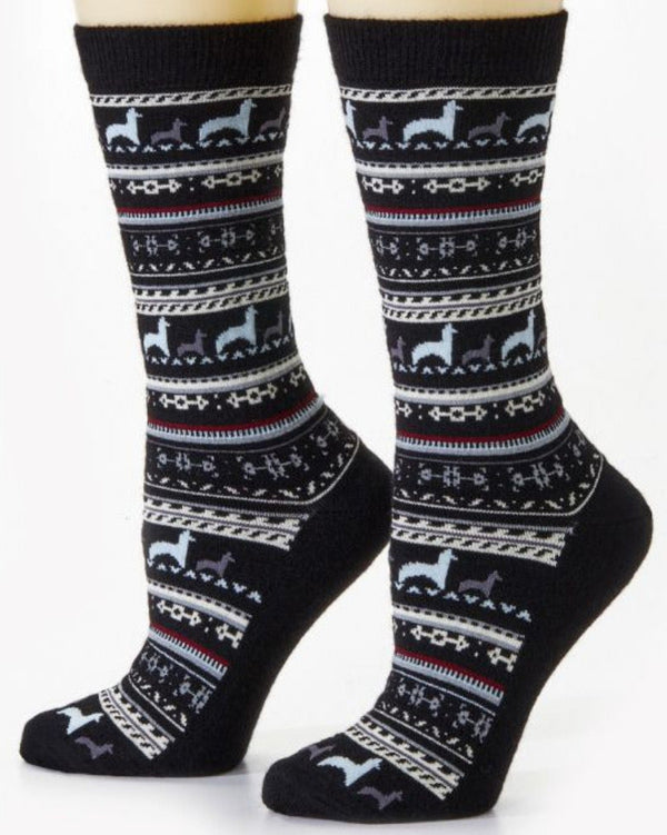 Paca Print Sock — Blk — blk baby alpaca by Peruvian Link
