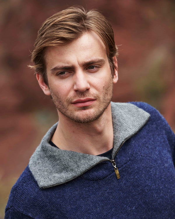 Auckland 1/4 Zip — Denim — denim alpaca by Peruvian Link