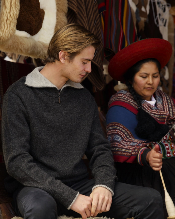 Auckland 1/4 Zip — Char — char alpaca by Peruvian Link