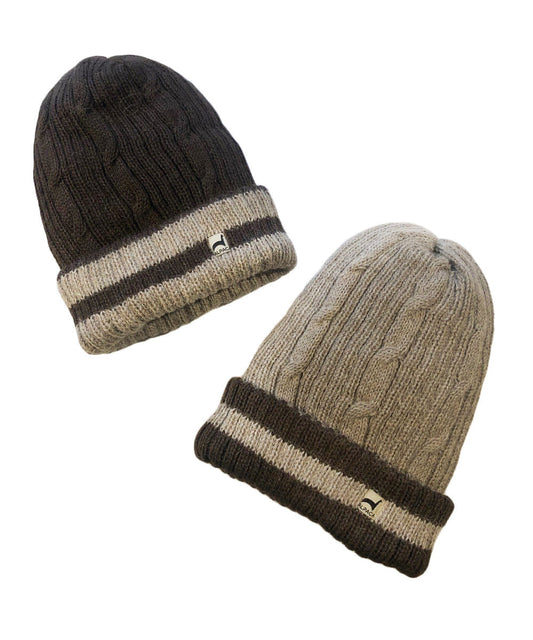 Reversible Striped Alpaca Beanie