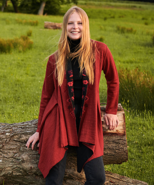 Crimson Alpaca Cardigan — único alpaca by Peruvian Link
