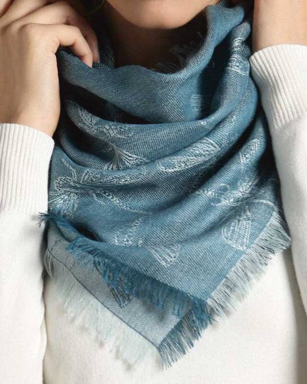 Dragonfly Woven Scarf — Teal — teal alpaca by Peruvian Link