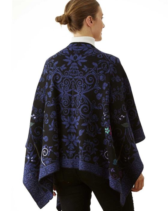 Floral Fusion Reversible Alpaca Ruana