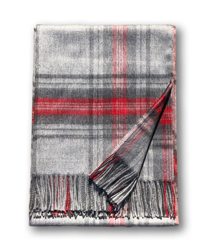 Heather Grey Baby Alpaca Tartan Throw