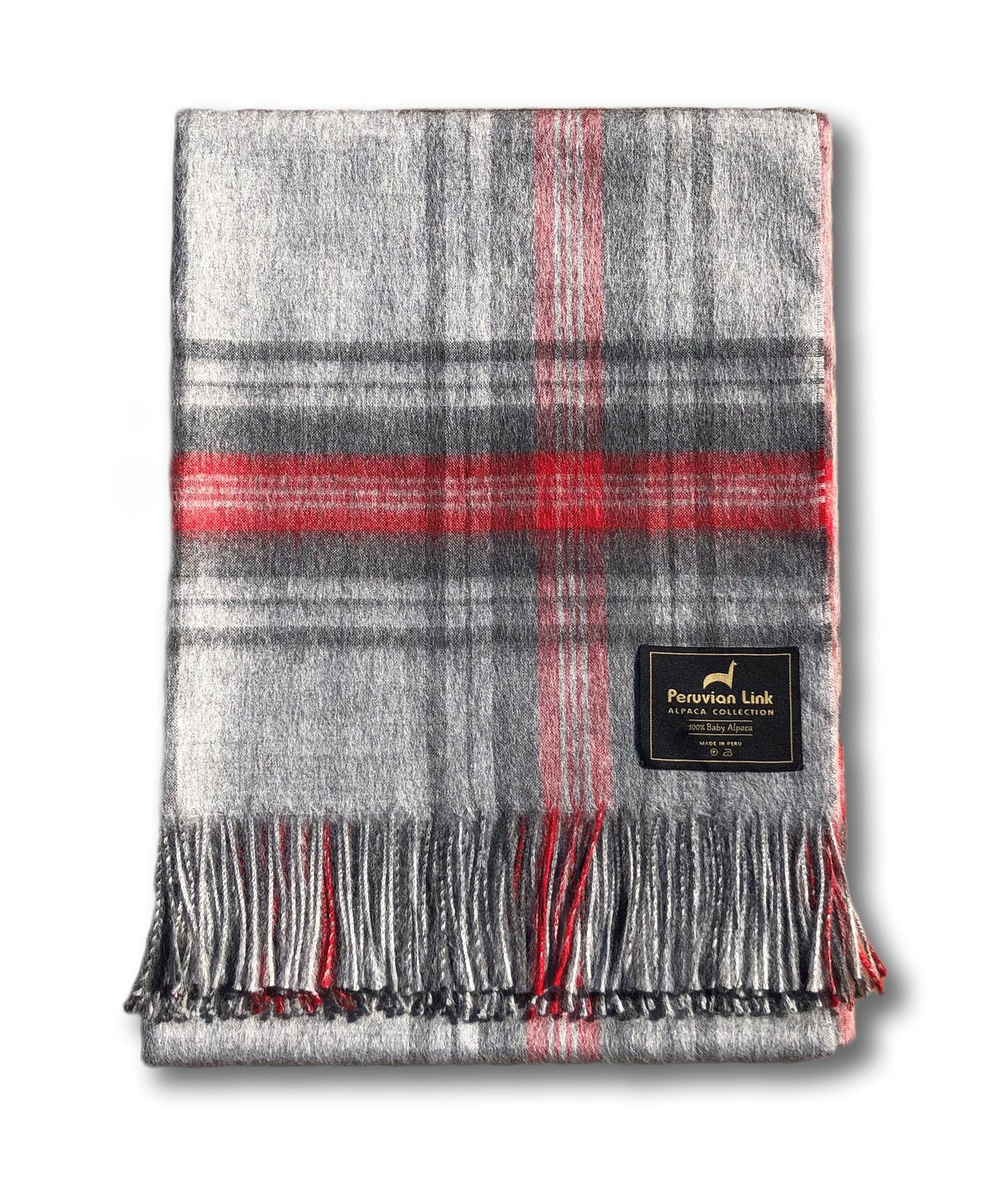 Heather Grey Baby Alpaca Tartan Throw