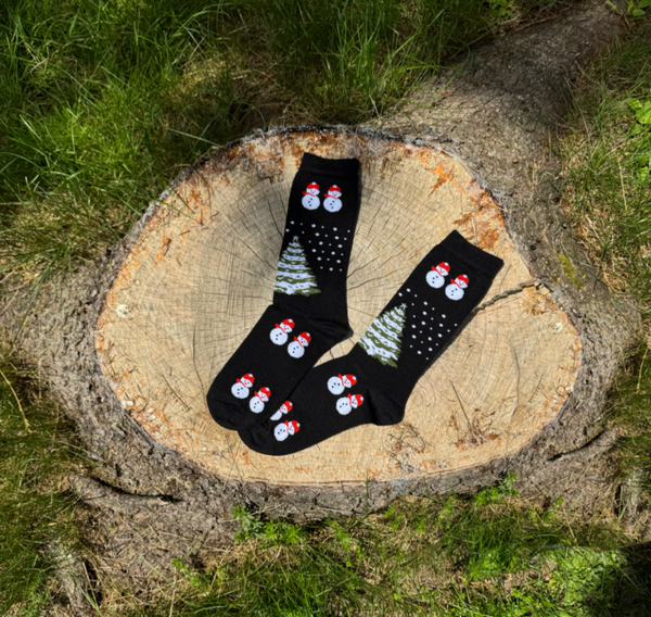 Xmas Snowmen — Black — black baby alpaca by Peruvian Link