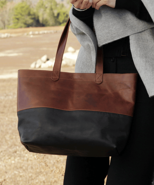 Lola Tote — Cognac/Black — cognac/black alpaca by Peruvian Link
