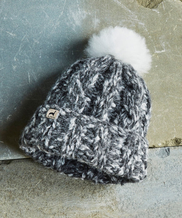 Marshmallow Pom Hat — Gray — gray baby alpaca by Peruvian Link