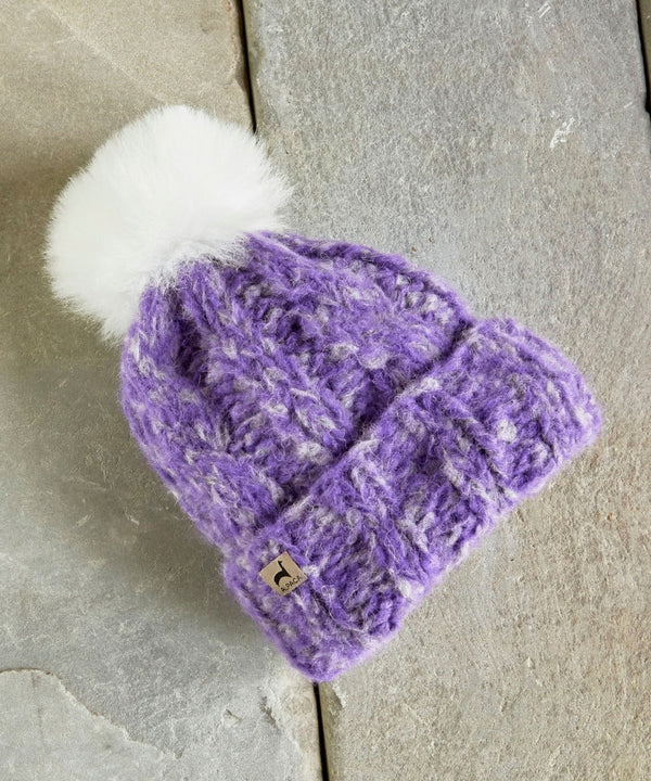 Marshmallow Pom Hat — Lavender — lavender baby alpaca by Peruvian Link