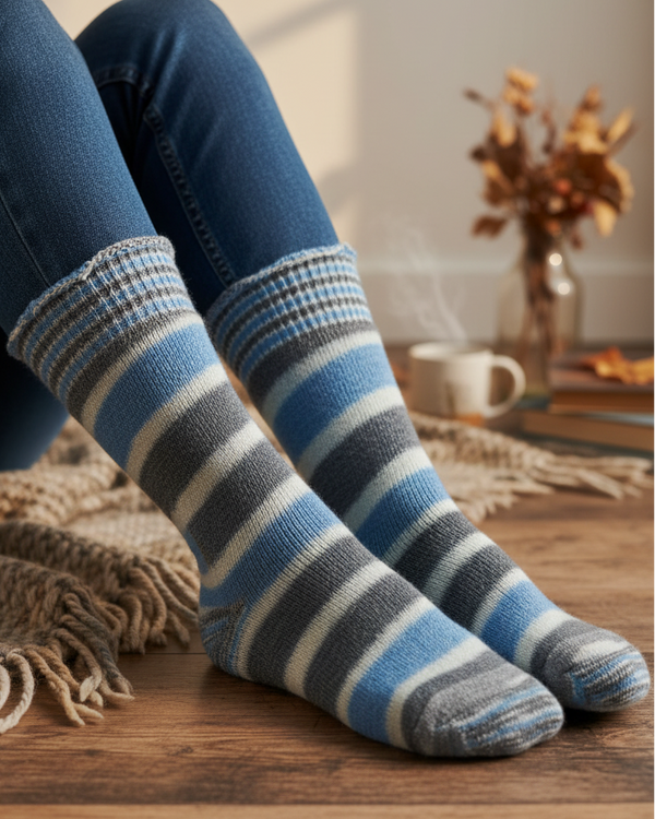 Rev Striped Sock — Blue — blue alpaca by Peruvian Link