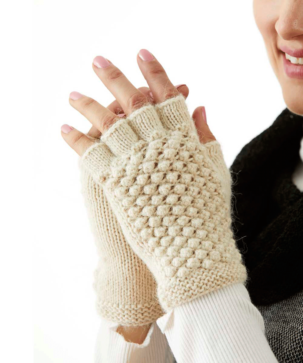 Textured Fingerless Alpaca Gloves