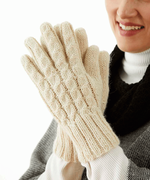Trenza Gloves — Ivory — ivory alpaca by Peruvian Link