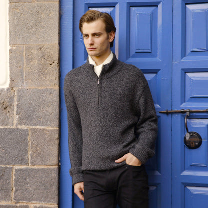 Troyan Solid Color 1/2 Zip Alpaca Sweater